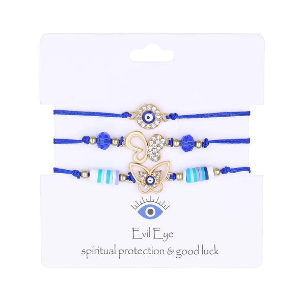 Retro Evil Eye Woven Fabric Handmade Unisex Bracelet Three Piece Suit