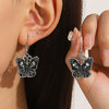 Retro Exaggerated Alloy Earrings With Gothic Horror Skull Heart And Geometric Pattern Electroplated