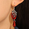 Retro Exaggerated Alloy Earrings With Gothic Horror Skull Heart And Geometric Pattern Electroplated