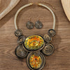 Retro Exaggerated Bohemian Oval Arylic Rope Aluminum Resin Women'S Necklace