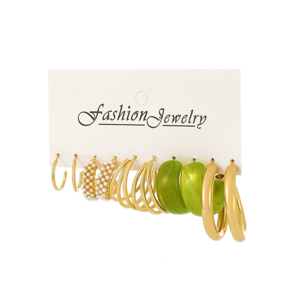 Retro Exaggerated Butterfly Pearl Mixed Color Acrylic Alloy Earrings Set For Women With Electroplating And Geometric Design