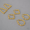 Retro Exaggerated Geometric Earrings For Women Copper Gold Plated With Bamboo Texture Elegant Modern Statement Jewelry