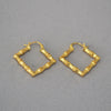 Retro Exaggerated Geometric Earrings For Women Copper Gold Plated With Bamboo Texture Elegant Modern Statement Jewelry