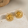 Retro Exaggerated Glossy Polished Geometric Stainless Steel Electroplated Sun Earrings For Women