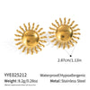 Retro Exaggerated Glossy Polished Geometric Stainless Steel Electroplated Sun Earrings For Women