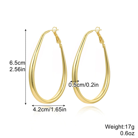 Retro Exaggerated Metal Geometric Hoop Earrings For Women With Electroplating
