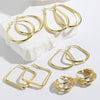 Retro Exaggerated Metal Geometric Hoop Earrings For Women With Electroplating