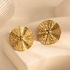 Retro Exaggerated Petal Irregular Titanium Steel Earrings For Girls With Electroplating And Flower Design