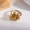 Retro Exquisite All Match Ins Design Stainless Steel Geometric Ball Ring Pvd Furnace Vacuum Real Gold Plated Unisex Adjustable Ring