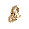 Retro Fanshaped Cut Out Stainless Steel Ring For Women Goldplated Electroplated