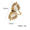 Retro Fanshaped Cut Out Stainless Steel Ring For Women Goldplated Electroplated