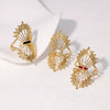 Retro Fanshaped Cut Out Stainless Steel Ring For Women Goldplated Electroplated