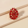 Retro Fashion Alloy Adjustable Open Ring With Drop Shaped Diamond Flower Design For Unisex