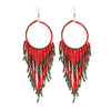 Retro Fashion Alloy Beaded Tassel Earrings Long Bohemian Style Dangle Earrings For Women