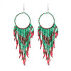 Retro Fashion Alloy Beaded Tassel Earrings Long Bohemian Style Dangle Earrings For Women