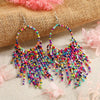 Retro Fashion Alloy Beaded Tassel Earrings Long Bohemian Style Dangle Earrings For Women