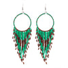 Retro Fashion Alloy Beaded Tassel Earrings Long Bohemian Style Dangle Earrings For Women