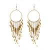 Retro Fashion Alloy Beaded Tassel Earrings Long Bohemian Style Dangle Earrings For Women