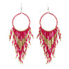 Retro Fashion Alloy Beaded Tassel Earrings Long Bohemian Style Dangle Earrings For Women