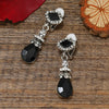 Retro Fashion Alloy Water Drop Clip On Earrings With Diamond Accents Geometric Bohemian Style Women's Jewelry
