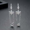Retro Fashion Copper Geometric Chain Tassel Earrings With Inlaid Zircon For Women