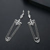 Retro Fashion Copper Geometric Chain Tassel Earrings With Inlaid Zircon For Women