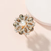 Retro Fashion Exaggerated Adjustable Alloy Flower Ring With Diamond Inlay For Women And Men