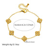 Retro Fashion Fourpetal Flower Stainless Steel Jewelry Set With Electroplating Design Chain Necklace Earrings Bracelet