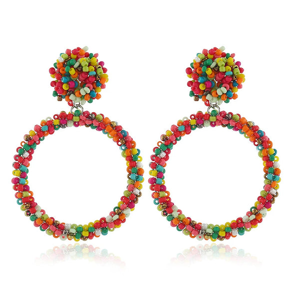 Retro Fashion Handmade Beaded Acrylic And Wood Earrings With Elegant Temperament Design For Women Wholesale
