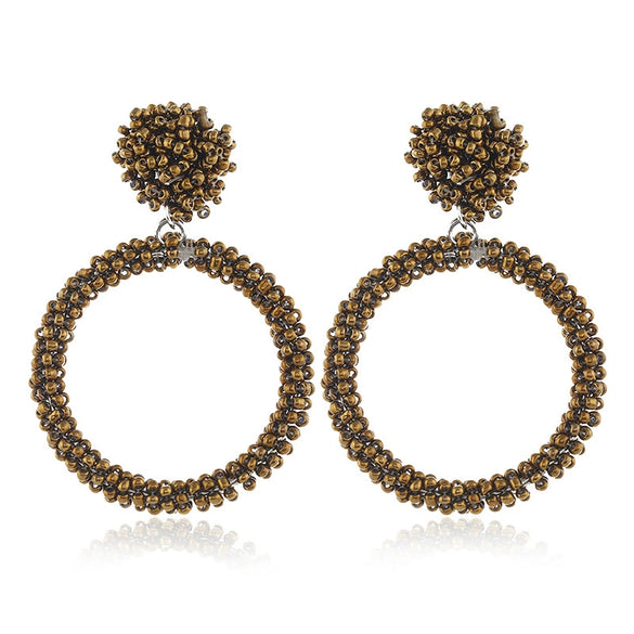 Retro Fashion Handmade Beaded Acrylic And Wood Earrings With Elegant Temperament Design For Women Wholesale