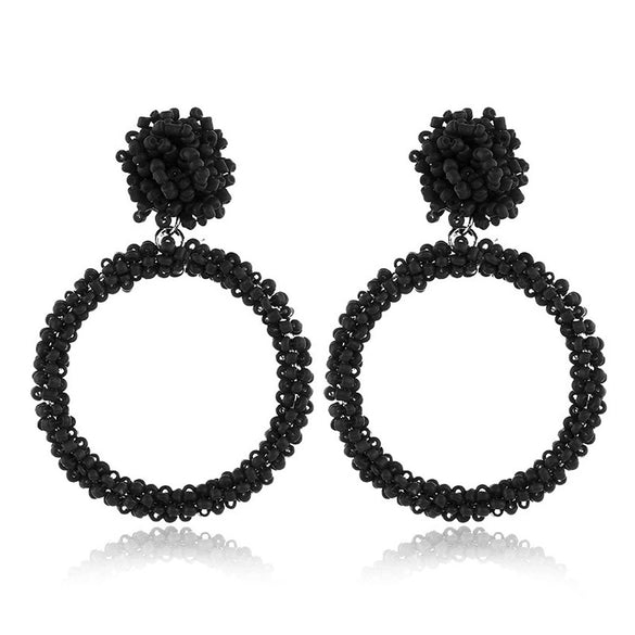 Retro Fashion Handmade Beaded Acrylic And Wood Earrings With Elegant Temperament Design For Women Wholesale