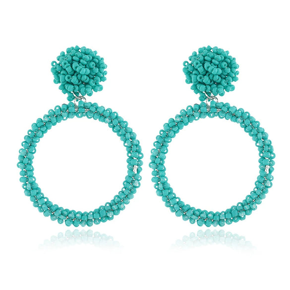 Retro Fashion Handmade Beaded Acrylic And Wood Earrings With Elegant Temperament Design For Women Wholesale