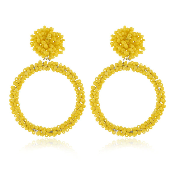 Retro Fashion Handmade Beaded Acrylic And Wood Earrings With Elegant Temperament Design For Women Wholesale