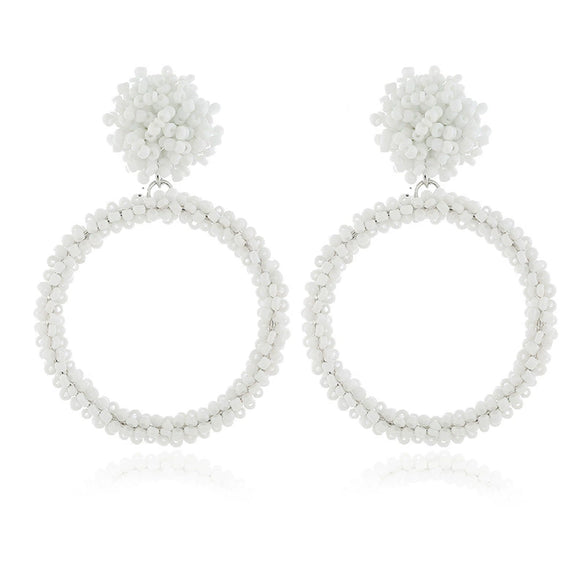 Retro Fashion Handmade Beaded Acrylic And Wood Earrings With Elegant Temperament Design For Women Wholesale