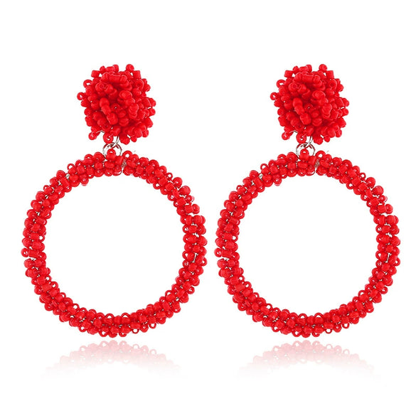 Retro Fashion Handmade Beaded Acrylic And Wood Earrings With Elegant Temperament Design For Women Wholesale