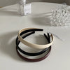 Retro Fashion Pu Leather Headband Chic French Elegant Solid Color Hair Band For Women