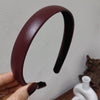Retro Fashion Pu Leather Headband Chic French Elegant Solid Color Hair Band For Women