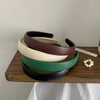 Retro Fashion Pu Leather Headband Chic French Elegant Solid Color Hair Band For Women