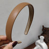 Retro Fashion Pu Leather Headband Chic French Elegant Solid Color Hair Band For Women