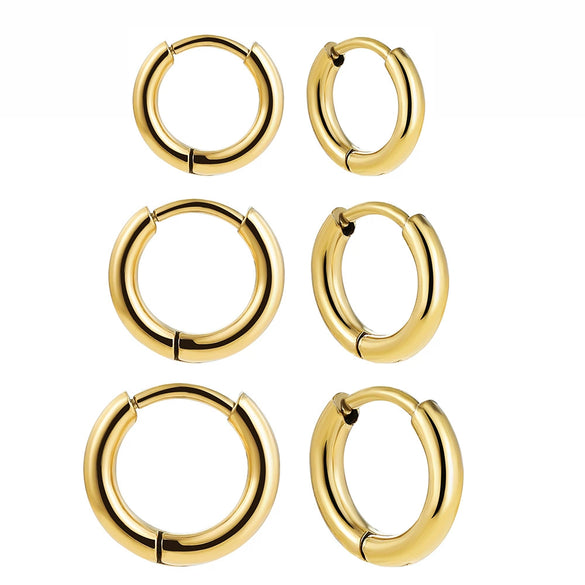 Retro Fashion Simple Geometric Round Hoop Earring Electroplating Unisex