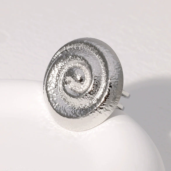 Retro Fashion Spiral Open Geometric Round Stainless Steel Gold Plated Ring With Electroplating For Women