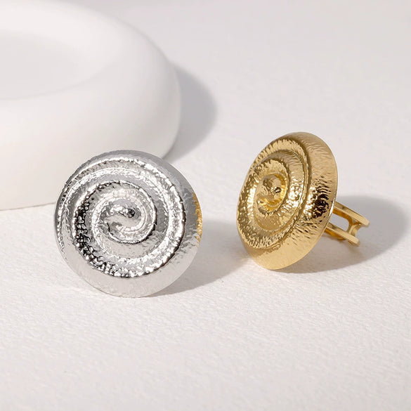 Retro Fashion Spiral Open Geometric Round Stainless Steel Gold Plated Ring With Electroplating For Women