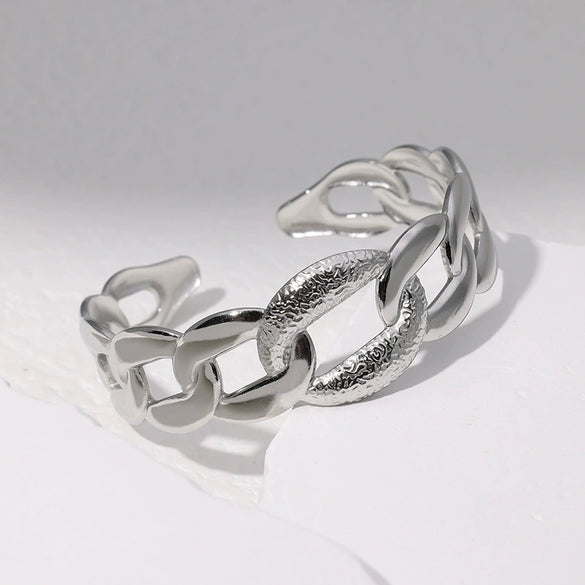 Retro Fashion Stainless Steel Chainshaped Cshaped Electroplated Bracelet