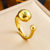Retro Fashion Stainless Steel Gemstone Ring Plated With Gold Geometric Pattern For Women
