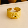 Retro Fashion Stainless Steel Gemstone Ring Plated With Gold Geometric Pattern For Women