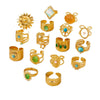 Retro Fashion Stainless Steel Gemstone Ring Plated With Gold Geometric Pattern For Women