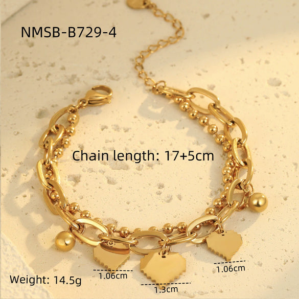 Retro Fashion Stainless Steel Geometric Pendant Bracelet For Women With Electroplating Design