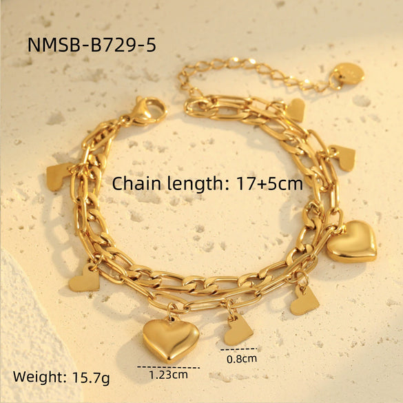 Retro Fashion Stainless Steel Geometric Pendant Bracelet For Women With Electroplating Design