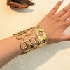 Retro Fashion Stainless Steel Hydraulic Bracelet With 18K Gold Plated Electroplating Opening Niche Design Cut Out