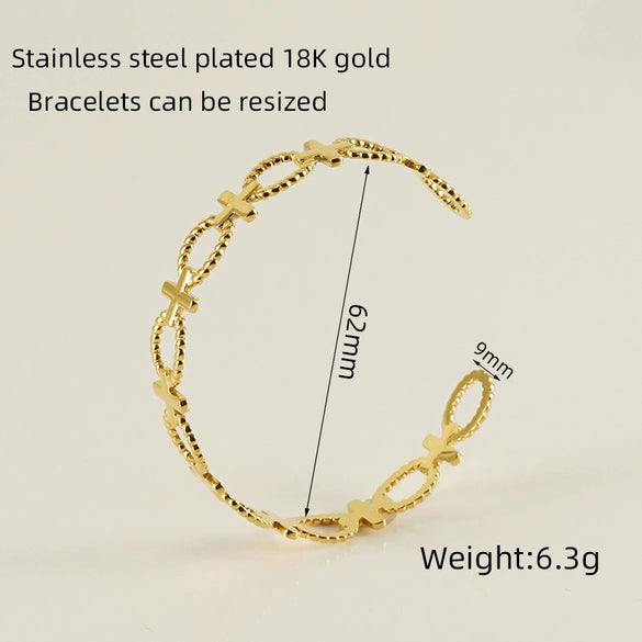 Retro Fashion 316L Stainless Steel Open Cshaped Women's Bracelet With Electroplating Treatment